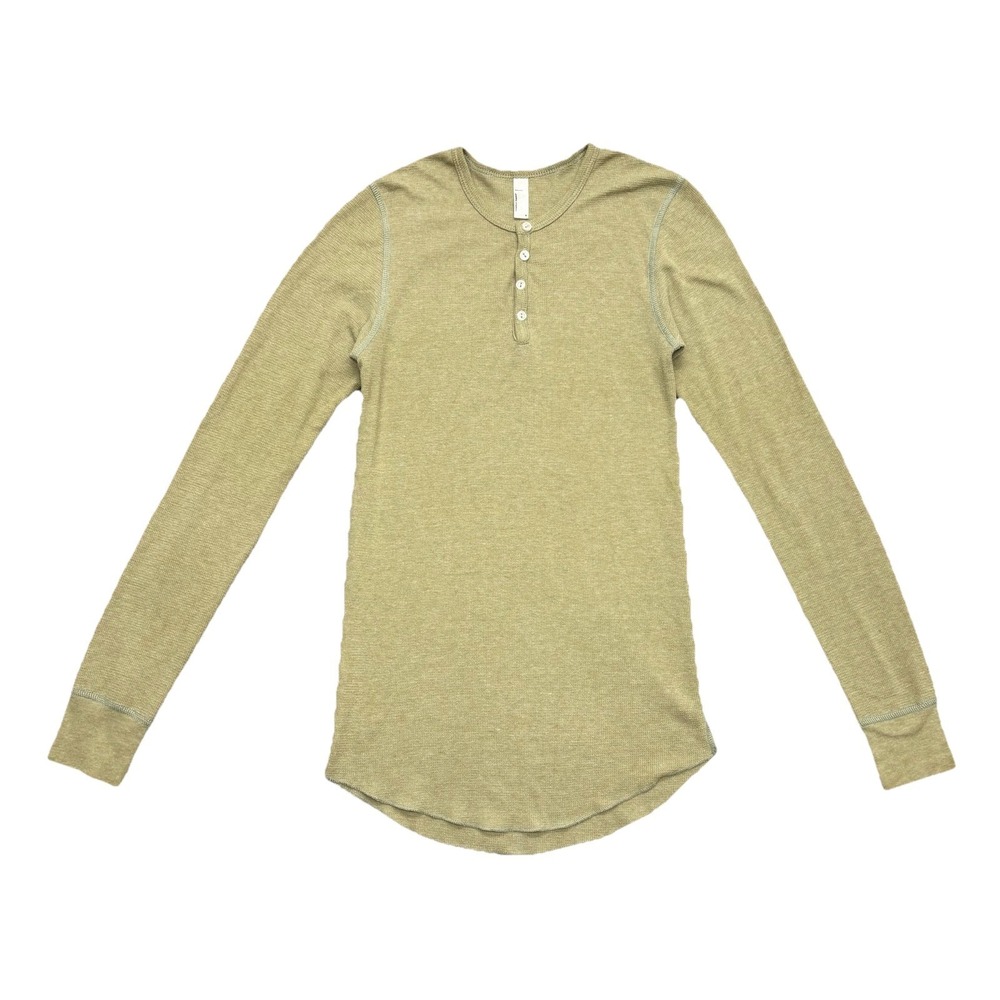 American Apparel Men's Thermal Henley Dexter Morgan Shirt Green Size Small